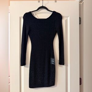 Lulu's Shimmering Black Long Sleeve Dress